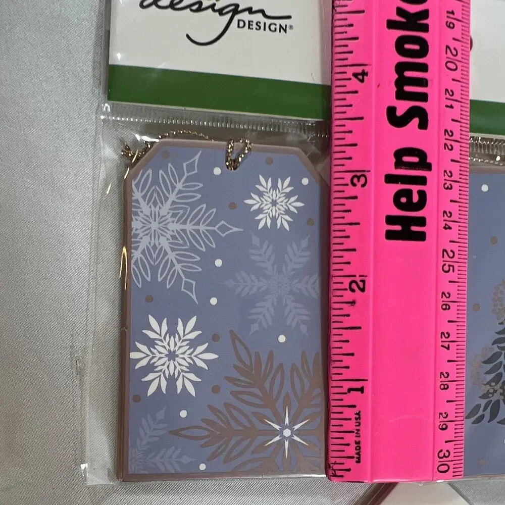Design Design Christmas Gift Tags Blue Snowflake & Tree Gold String lot of 40